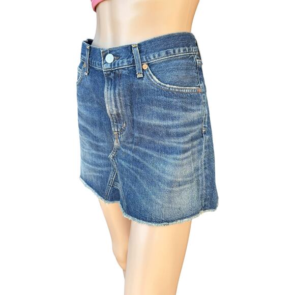 New Citizens of Humanity Premium Vintage Blue Cut Off Denim Jean Mini Skirt 28 - Picture 3 of 12